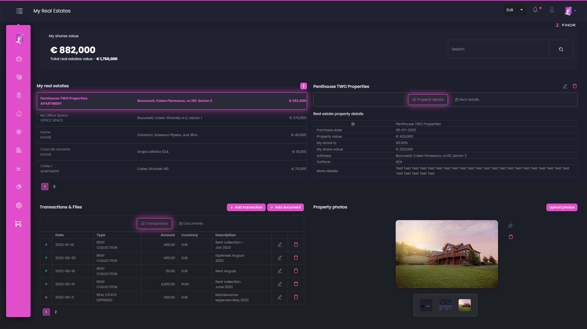 FINOR Online | Tax Area Summary | Wealth Management app